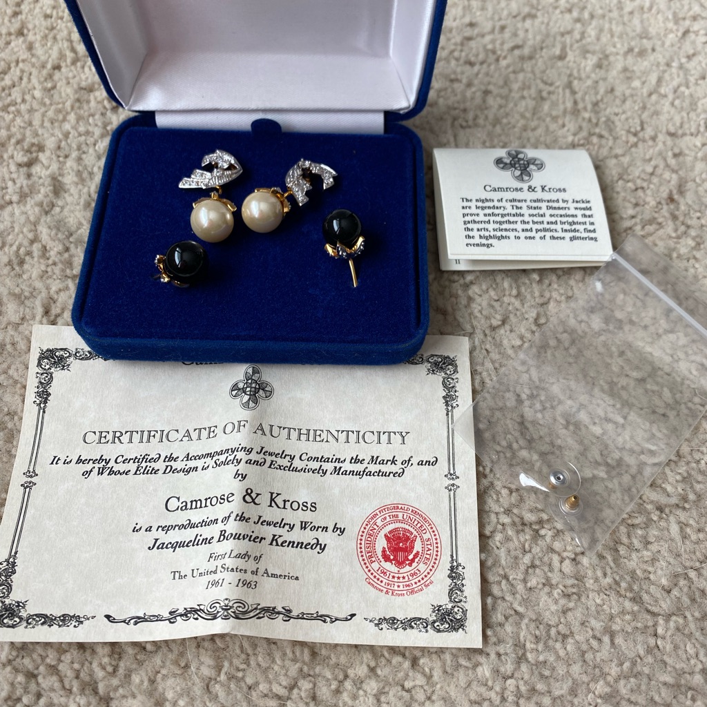 Jackie Kennedy Pearl Earrings Set